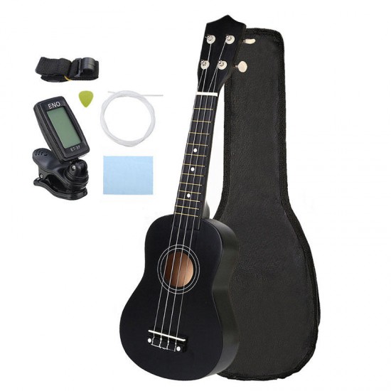 21 Inch Economic Soprano Ukulele Uke Musical Instrument With Gig bag Strings Tuner Black