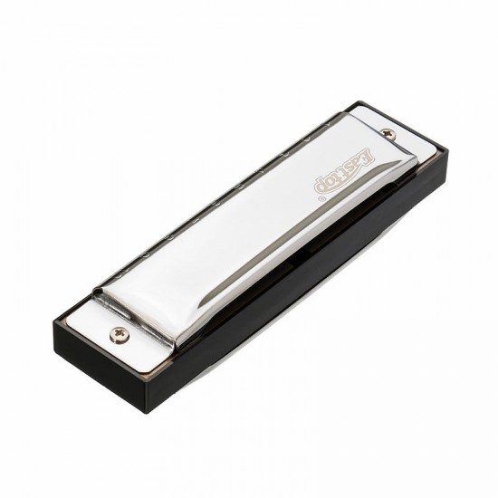 EASTTOP T10-B C Key 10 Holes Harmonica Blues Harp Stainless Steel Cover Plate with Plastic Box