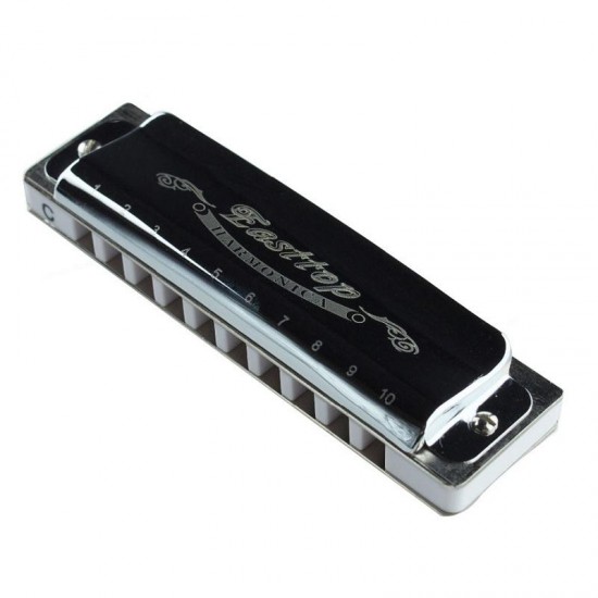 Easttop T008 10 Holes Blues Harmonica C Tone Sliver Color for Beginner