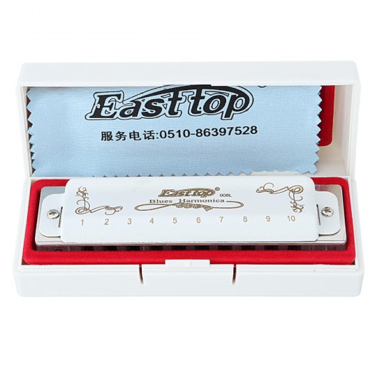 Easttop T008LS 10 hål C Key Bruce Blues Harmonica