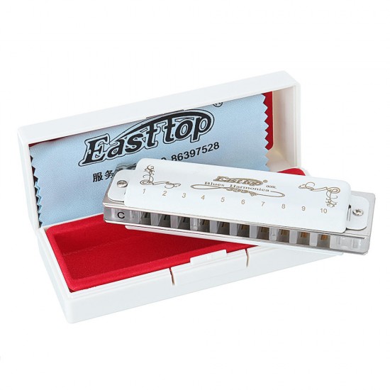 Easttop T008LS 10 hål C Key Bruce Blues Harmonica