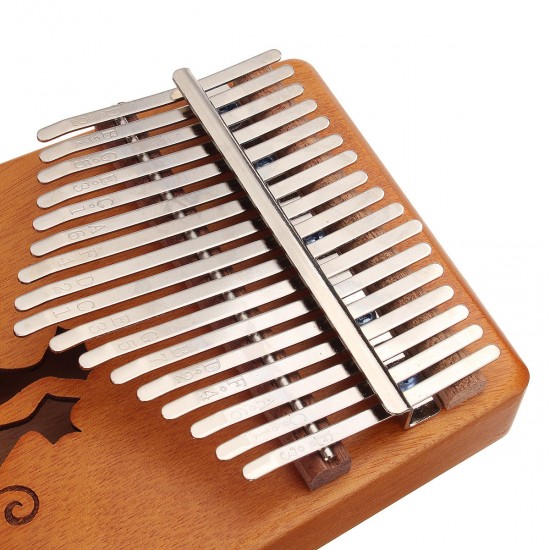 17 Key Mahogany Kalimba Veneer Mini Thumb Piano Keyboard Carved Tone Instrument