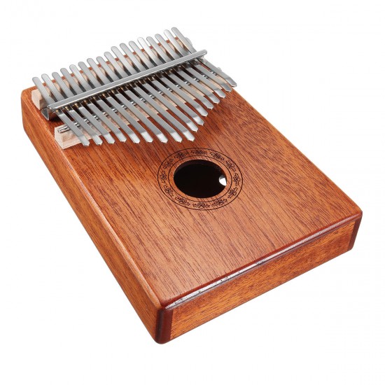 17 Keys Wood Kalimba Mahogany Thumb Piano Finger Percussion With Tuning Hammer