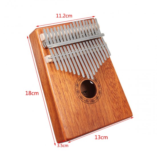 17 Keys Wood Kalimba Mahogany Thumb Piano Finger Percussion With Tuning Hammer