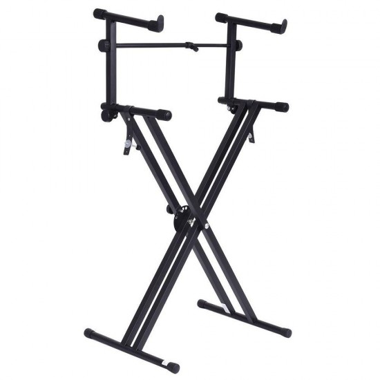 2 Tiers X Style Adjustable Keyboard Stand Folding Electronic Piano Holder