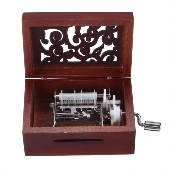 15 Tone DIY Hand Cranked Carved Music Box Classic Box With Hole Puncher 30 Pcs Paper Tapes
