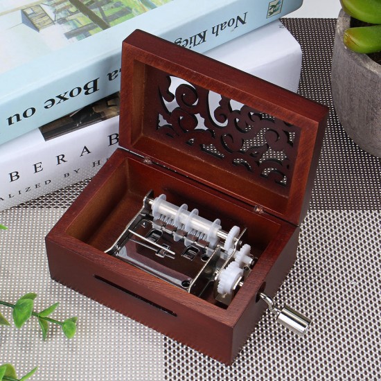 15 Tone DIY Hand Cranked Carved Music Box Classic Box With Hole Puncher 30 Pcs Paper Tapes