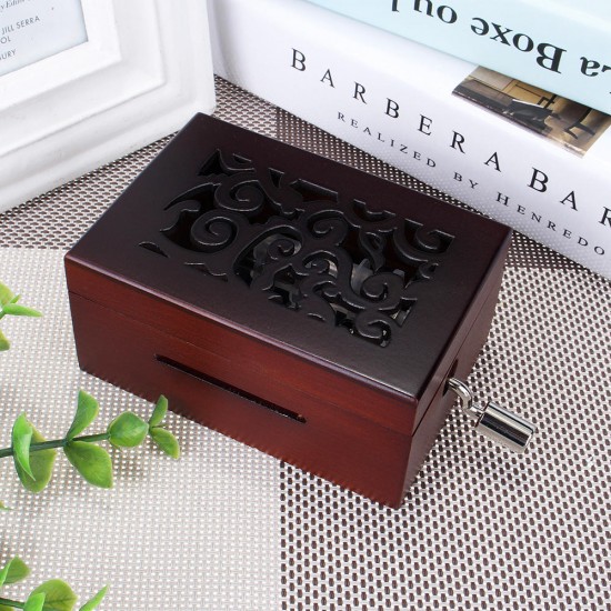 15 Tone DIY Hand Cranked Carved Music Box Classic Box With Hole Puncher 30 Pcs Paper Tapes