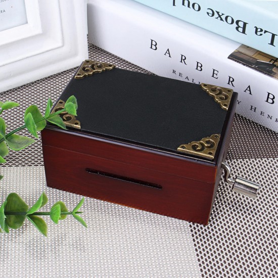 15 Tone DIY Hand Cranked Carved Music Box Classic Red Box With Hole Puncher 30 Pcs Paper Tapes