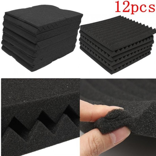 12 Packs Soundproofing Acoustic Studio Wedge Foam Tiles Wall Panels 30*30*2.5cm