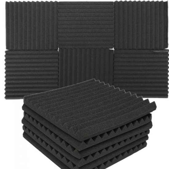 12 Packs Soundproofing Acoustic Studio Wedge Foam Tiles Wall Panels 30*30*2.5cm