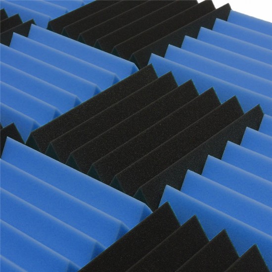 12 Pcs Black Blue Pyramid Acoustic Soundproofing Foam Tile Studio Panel 2"x12"x12"