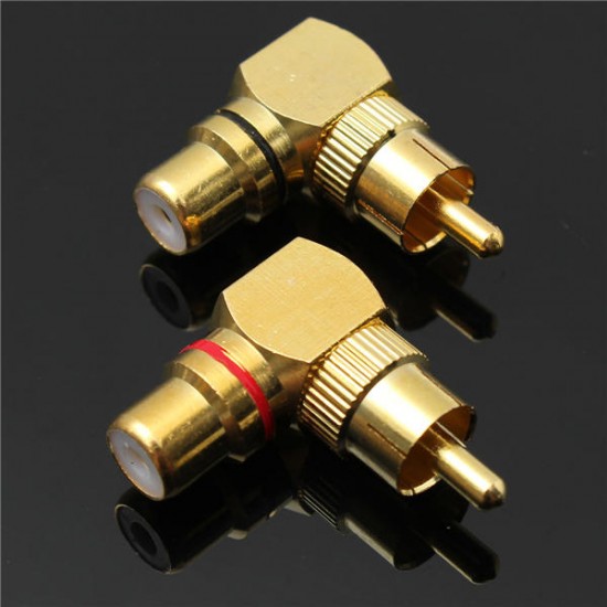 2pcs Brass Right Angle RCA Adapter Male to Female Plug Connector 2pcs Brass Right Angle RCA Adapter Male to Female Plug Connector
