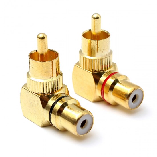 2pcs Brass Right Angle RCA Adapter Male to Female Plug Connector 2pcs Brass Right Angle RCA Adapter Male to Female Plug Connector
