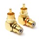 2pcs Brass Right Angle RCA Adapter Male to Female Plug Connector 2pcs Brass Right Angle RCA Adapter Male to Female Plug Connector