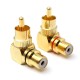 2pcs Brass Right Angle RCA Adapter Male to Female Plug Connector