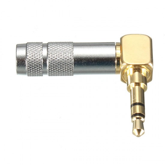 3.5mm Stereo 3 Pole Male Plug 90-Degree Audio Connector Solder Jack