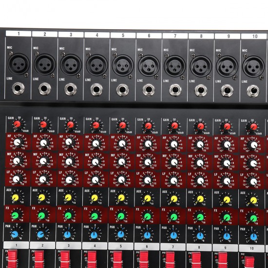 12 Channel bluetooth Live Studio Audio Mixer Mixing Console with USB XLR Input 48V Phantom