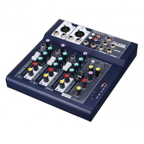 4 Channel 48V Bluetooth USB Sound Live Studio Audio Mixer Mixing Console Karaoke