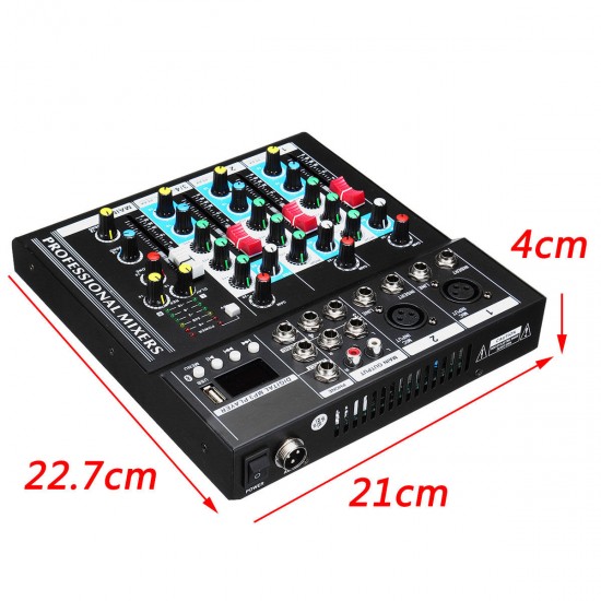 4 Channel USB Bluetooth Audio Mixer Portable Live Studio Mixing Console