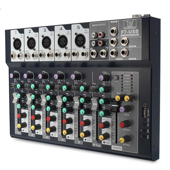 7 Channel Professional Stage Live Studio Audio Mixer USB Mixing Console DJ KTV