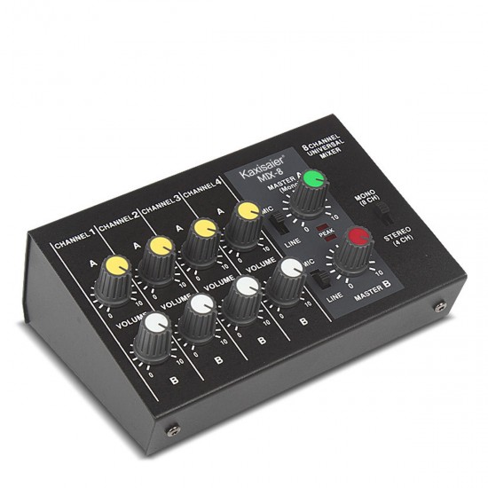 8 Channel 110-220V 6.35mm Dual Mode Audio Mixer Sound Stereo Mixing Home KTV