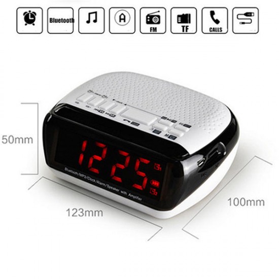 Bluetooth LED Wireless Speaker Mic LCD Alarm Clock TF FM Radio MP3 Music Player