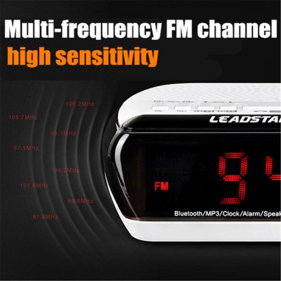 Bluetooth LED Wireless Speaker Mic LCD Alarm Clock TF FM Radio MP3 Music Player