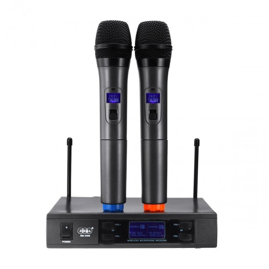 UHF Wireless Microphone System LCD Dual Microphone Handheld Stage DJ Kareoke UHF Wireless Microphone System LCD Dual Microphone Handheld Stage DJ Kareoke