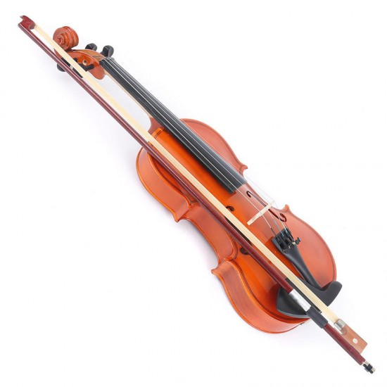 1/2 Size Natural Acoustic Violin Fiddle Instrument with Bow Rosin Carry Case