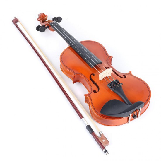 1/2 Size Natural Acoustic Violin Fiddle Instrument with Bow Rosin Carry Case