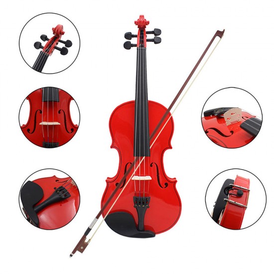 1/4 Size Violin Fiddle Basswood Steel String With Arbor Bow for Beginners B5O5