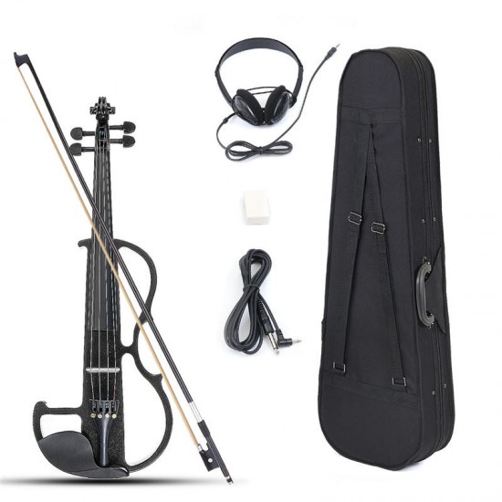 4/4 Size Basswood Electric Violin Alloy String Headphone With Case For Violin Beginner