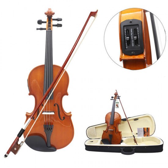 Astonvilla 4/4 Solid Electroacoustic Violin with Pickup Case&Accessories