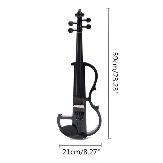Black 4/4 Full Size Electric Violin Student Fiddle Case Bow Headphone Cable Set Black 4/4 Full Size Electric Violin Student Fiddle Case Bow Headphone Cable Set