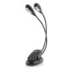 2 Dual Arms 4 LED Flexible Book Music Stand Clip On Light Lamp Black