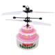 Mini RC Infraed Induction Helicopter Flying Birthday Cake Flashing Light Toys for Kids