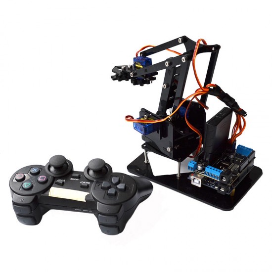 Acrylic Remote Control Robot Arm 4DOF With Arduino PS2 RC Robot Toys