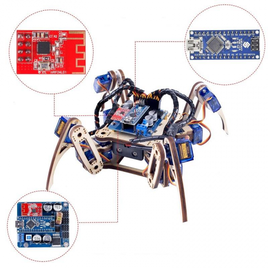 SunFounder SF-Crawling V2.0 Remote Control Crawling Quadruped Robot for Arduino Nano SunFounder SF-Crawling V2.0 Remote Control Crawling Quadruped Robot for Arduino Nano