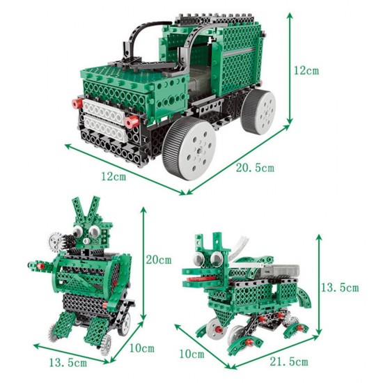 3 In 1 DIY RC Robot Toy Block Building Infrared Control Car Soldier Dinosaur Educational Kit