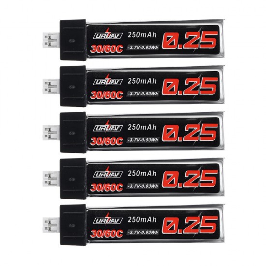 10Pcs URUAV 3.7V 250mAh 30C/60C 1S Lipo Battery PH2.0 for Blade Nano QX CPX Tiny Whoop TINY6 6X