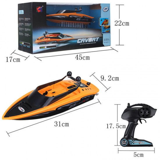 2.4Ghz 4 Channel Charging High-Speed Wireless RC Racing Boat Waterproof Orange