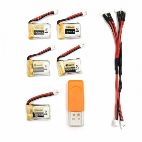 5PCS Eachine E010 E010C 3.7V 150MAH 45C Upgrade Battery USB Charger Set RC Quadcopter Spare Parts