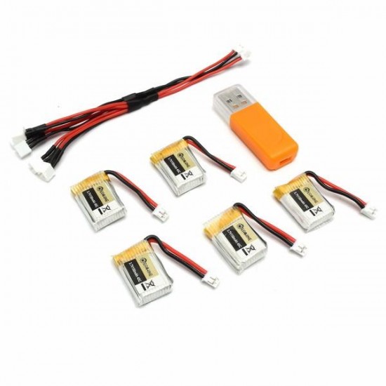 5PCS Eachine E010 E010C 3.7V 150MAH 45C Upgrade Battery USB Charger Set RC Quadcopter Spare Parts