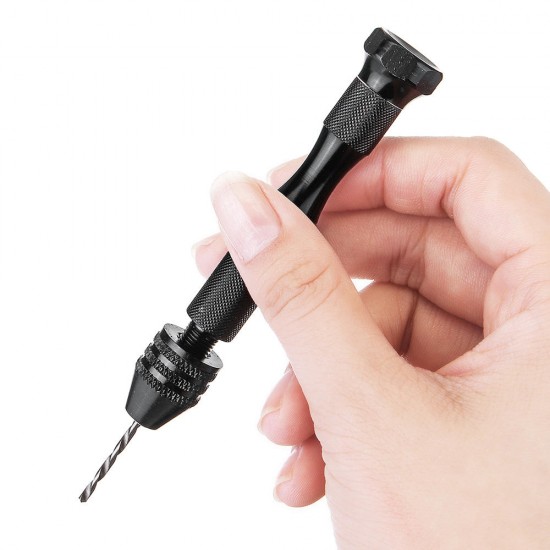 0.3-3.8mm Mini Aluminum Hand Drill with Twist Drill Bits Chuck Drilling Rotary Tools