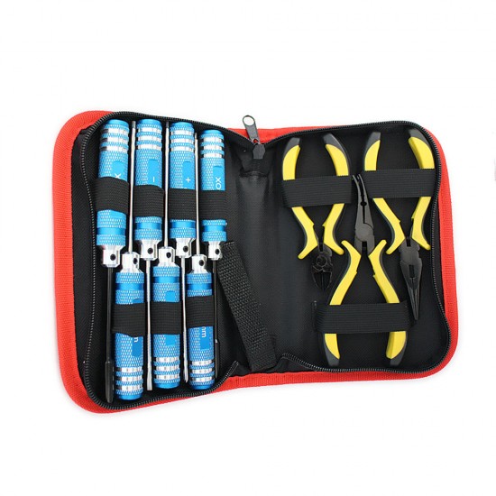 10 in 1 RC Helicopter Screwdriver Pliers Hex Repair Tools Box Set with Bag