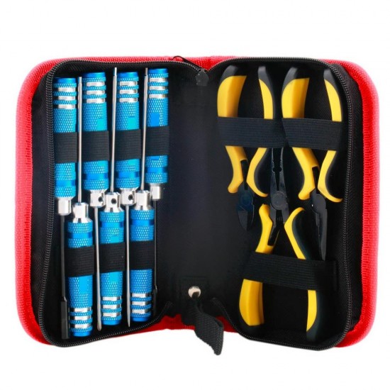 10 in 1 RC Helicopter Screwdriver Pliers Hex Repair Tools Box Set with Bag