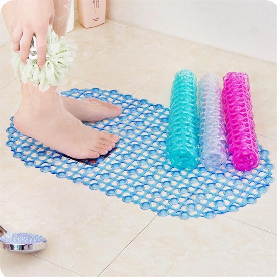 37 x 67cm PVC Toilet Bath Mats Anti-slip Bathroom Shower Mat Foot Massage Safety Strong Suction Floor Rug Carpet Bath Mat Pad