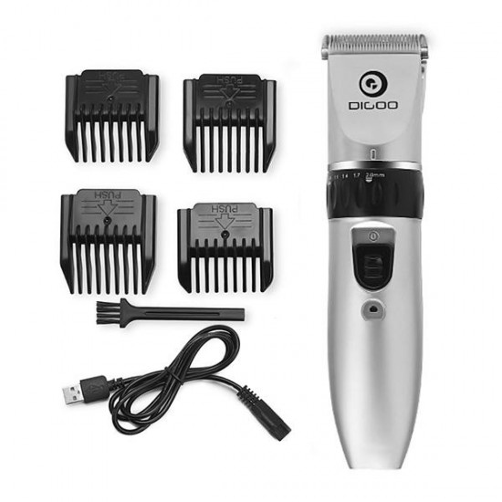 Digoo BB-T1 USB Ceramic R-Blade Hair Trimmer Rechargeable Hair Clipper 4X Extra Limiting Comb Silent Motor for Children Baby Men