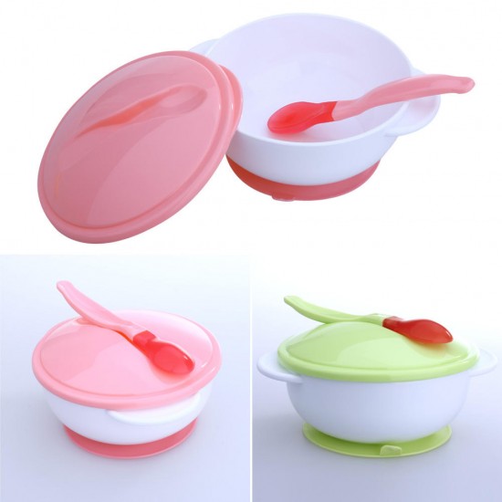 Baby Feeding Sucker Bowl with Temperature Sensing Spoon Suction Cup Bowl Dishes Tableware Baby Feeding Sucker Bowl with Temperature Sensing Spoon Suction Cup Bowl Dishes Tableware